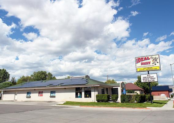 The recently installed solar panels on the roof of Ideal Dairy in Richfield, Utah save them around $400 per month in utility costs on average.