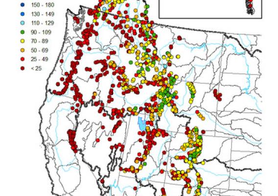 The April 1 Snowpack Map shows the dramatic, early reduction in snowpack across the West.