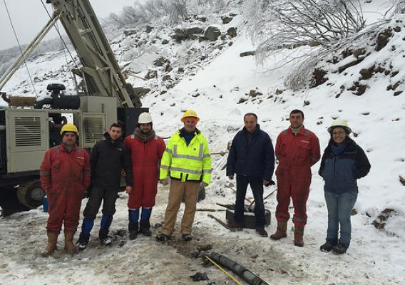 Angelica Perez-Delgado with an international drilling crew
