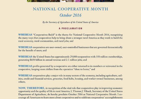 USDA National Cooperative Month Proclamation