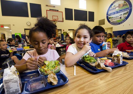Students at Yorkshire Elementary School (Va.) enjoying healthy school meals