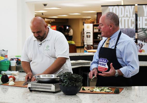 Chef Jonathan Bardzik (left) with Farm Service Agency (FSA) Administrator Val Dolcini (right)