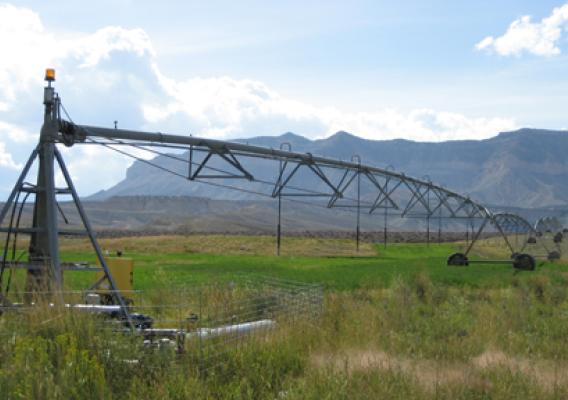 Roger Barton’s center pivot irrigation system is running on green renewable energy. The hydroturbine system was funded by a NRCS in Utah through a Conservation Innovation Grant.