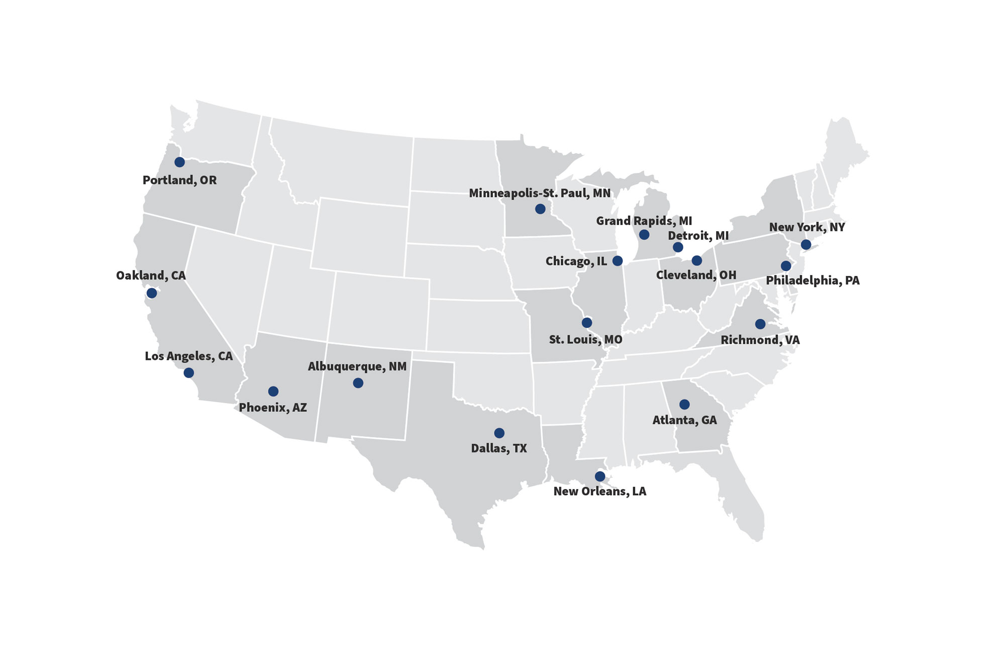 USDA Urban Service Centers map